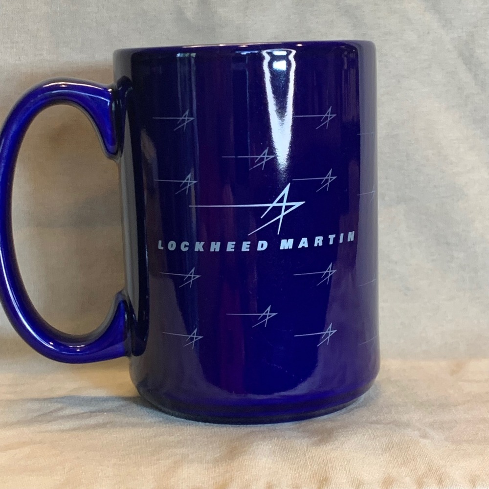 Lockheed Martin Coffee Mug Unisex OS Blue Excellent Aerospace Logo Ceramic